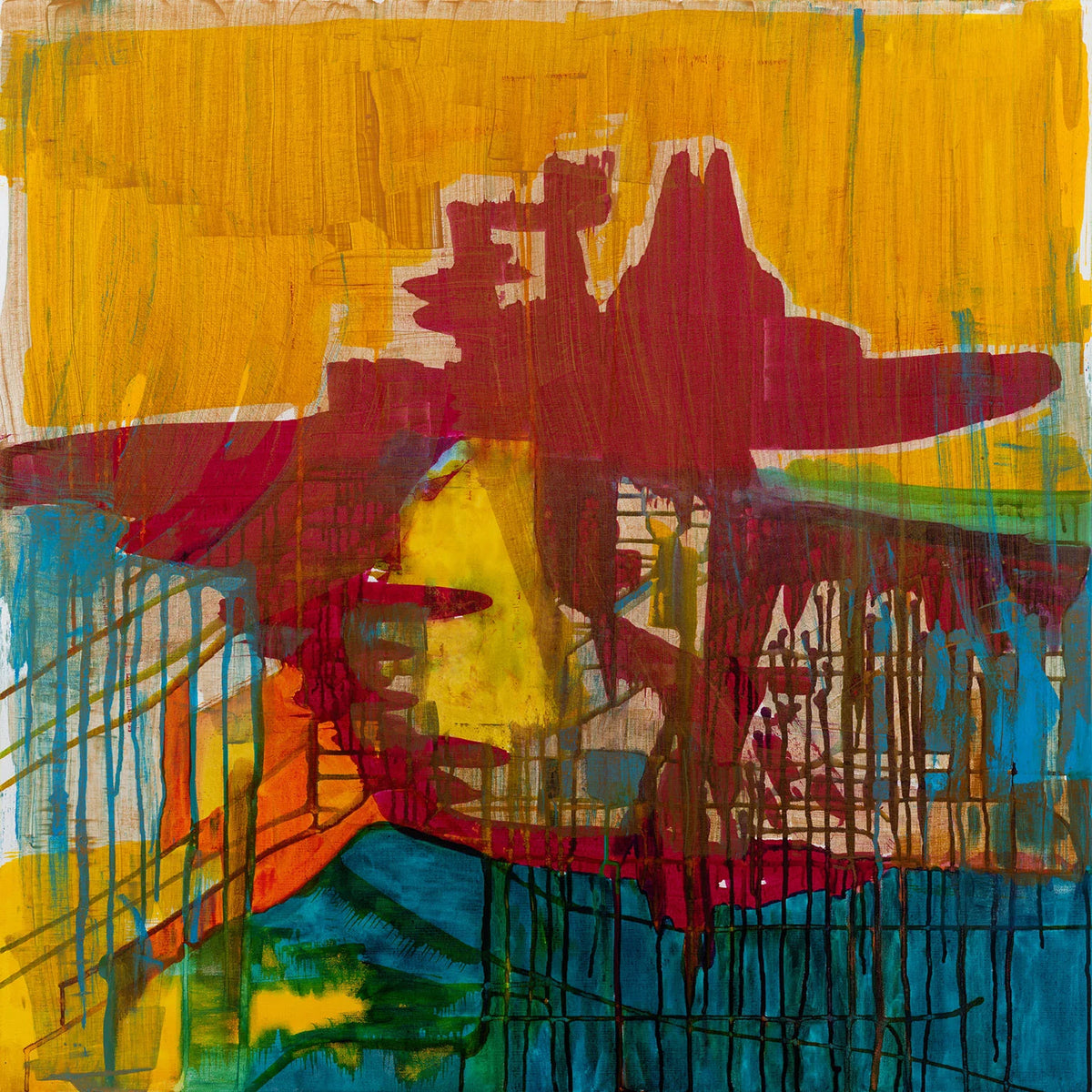 Abstract artwork with bold colors and shapes