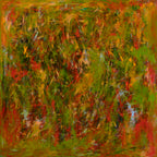 'Not All Love Is Innocent' is a bold abstract fine art print with layered green, red, and yellow tones. A modern expressive wall art piece that adds depth, intensity, and a striking focal point to any space.